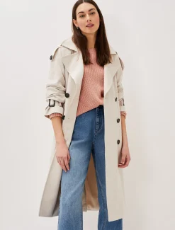 Coats^Phase Eight Tegan Trench Coat Off White
