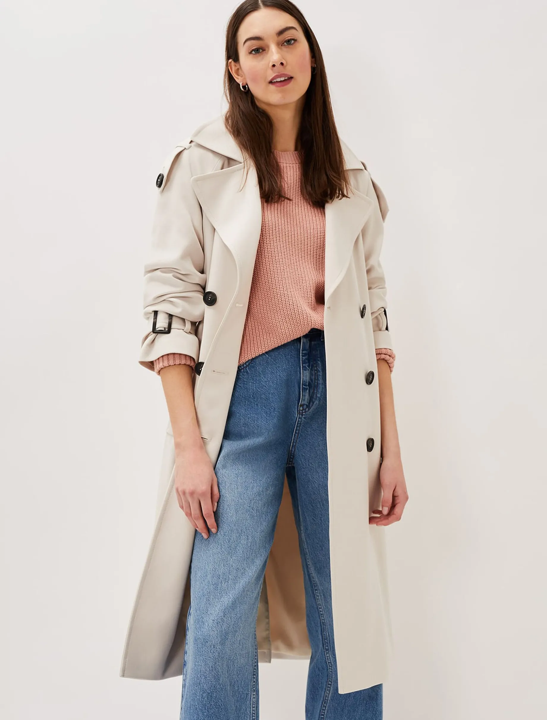 Coats^Phase Eight Tegan Trench Coat Off White