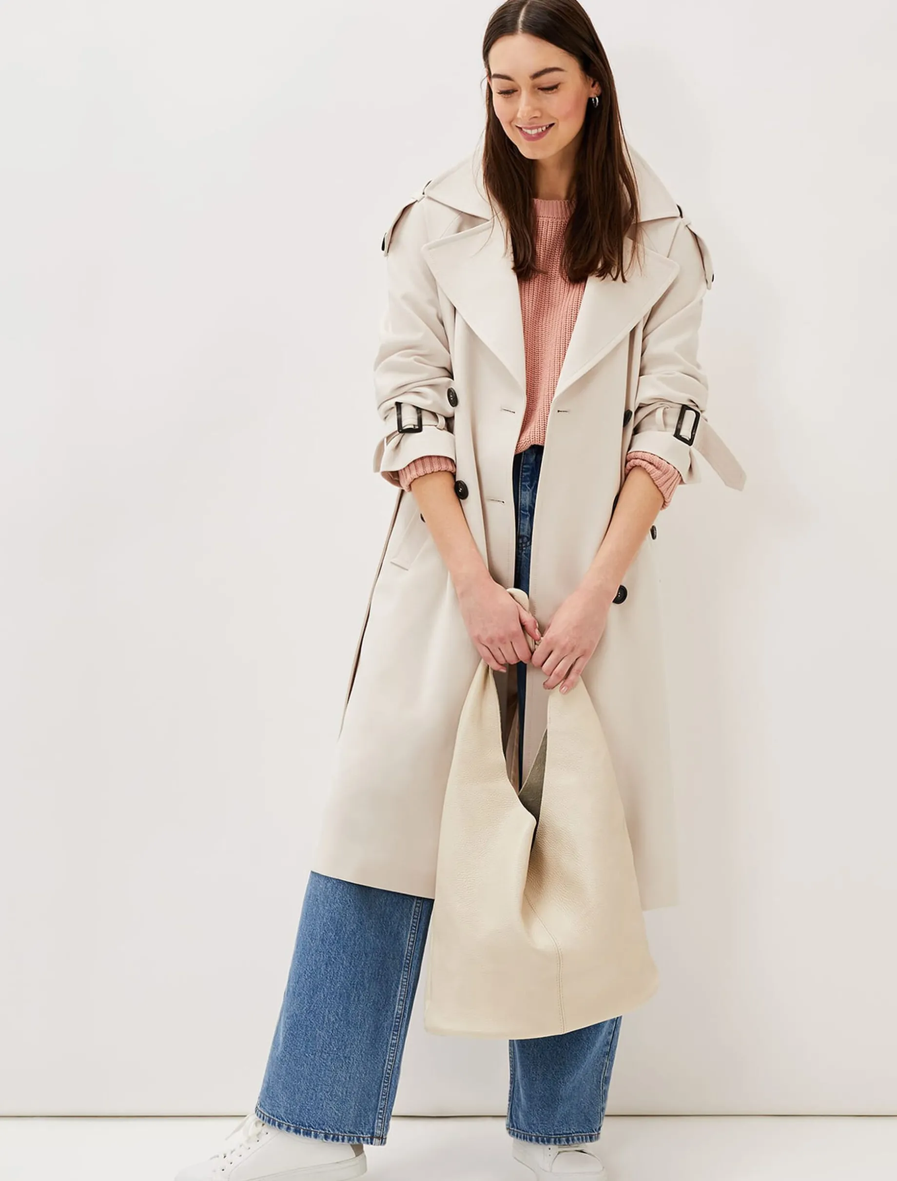 Coats^Phase Eight Tegan Trench Coat Off White