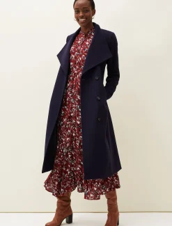 Coats^Phase Eight Thea Wool Trench Navy