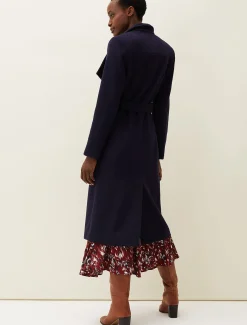 Coats^Phase Eight Thea Wool Trench Navy
