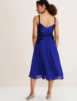 Dresses^Phase Eight Tiffany Lace Pleated Midi Dress Cobalt