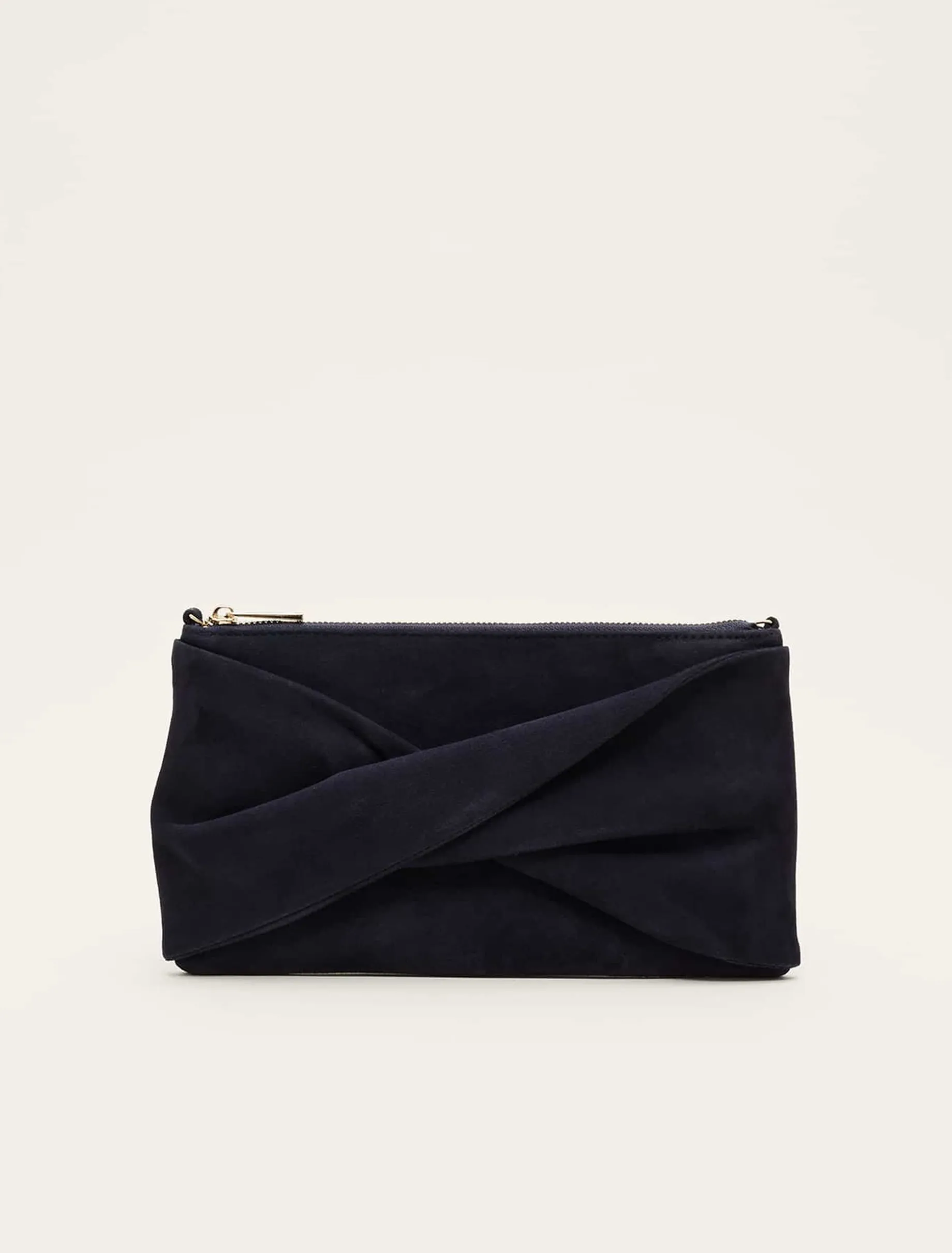 Bags^Phase Eight Twist Front Suede Clutch Bag Navy