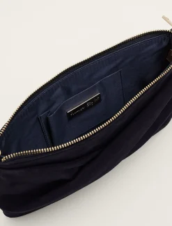 Bags^Phase Eight Twist Front Suede Clutch Bag Navy