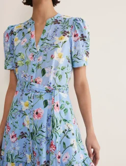 Dresses^Phase Eight Velma Cotton Floral Mini Dress Blue
