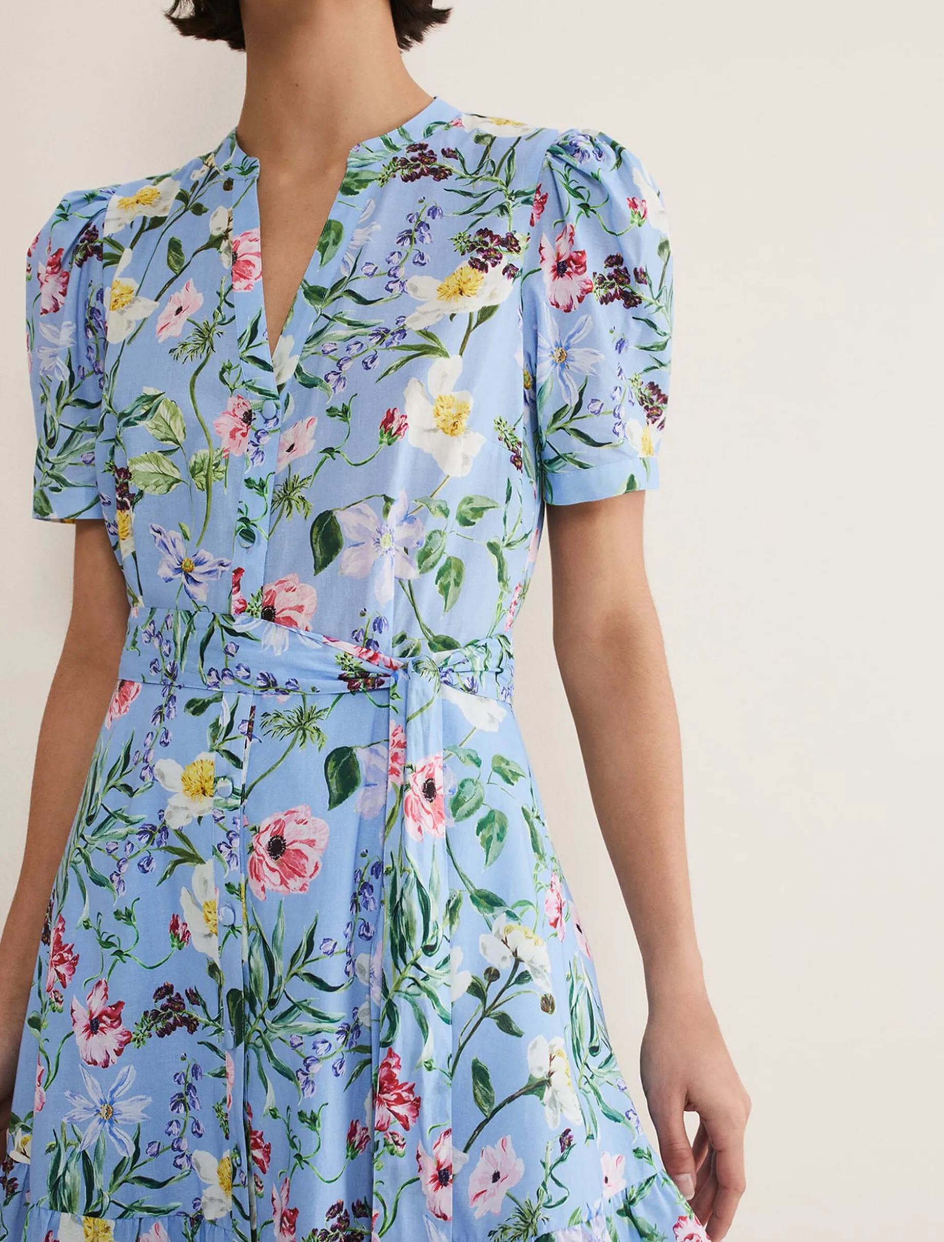 Dresses^Phase Eight Velma Cotton Floral Mini Dress Blue