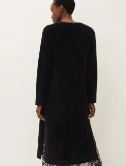 Coats^Phase Eight Vicki Fluffy Split Side Coat Black