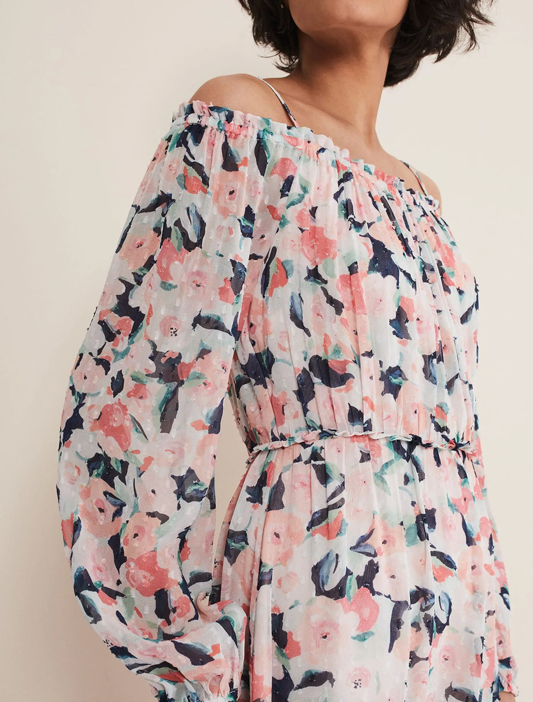 Dresses^Phase Eight Vicky Off Shoulder Printed Dress Multi-Coloured