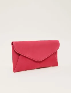 Bags^Phase Eight Wendie Suede Clutch Bag Raspberry