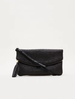 Bags^Phase Eight Woven Cross Body Bag Black