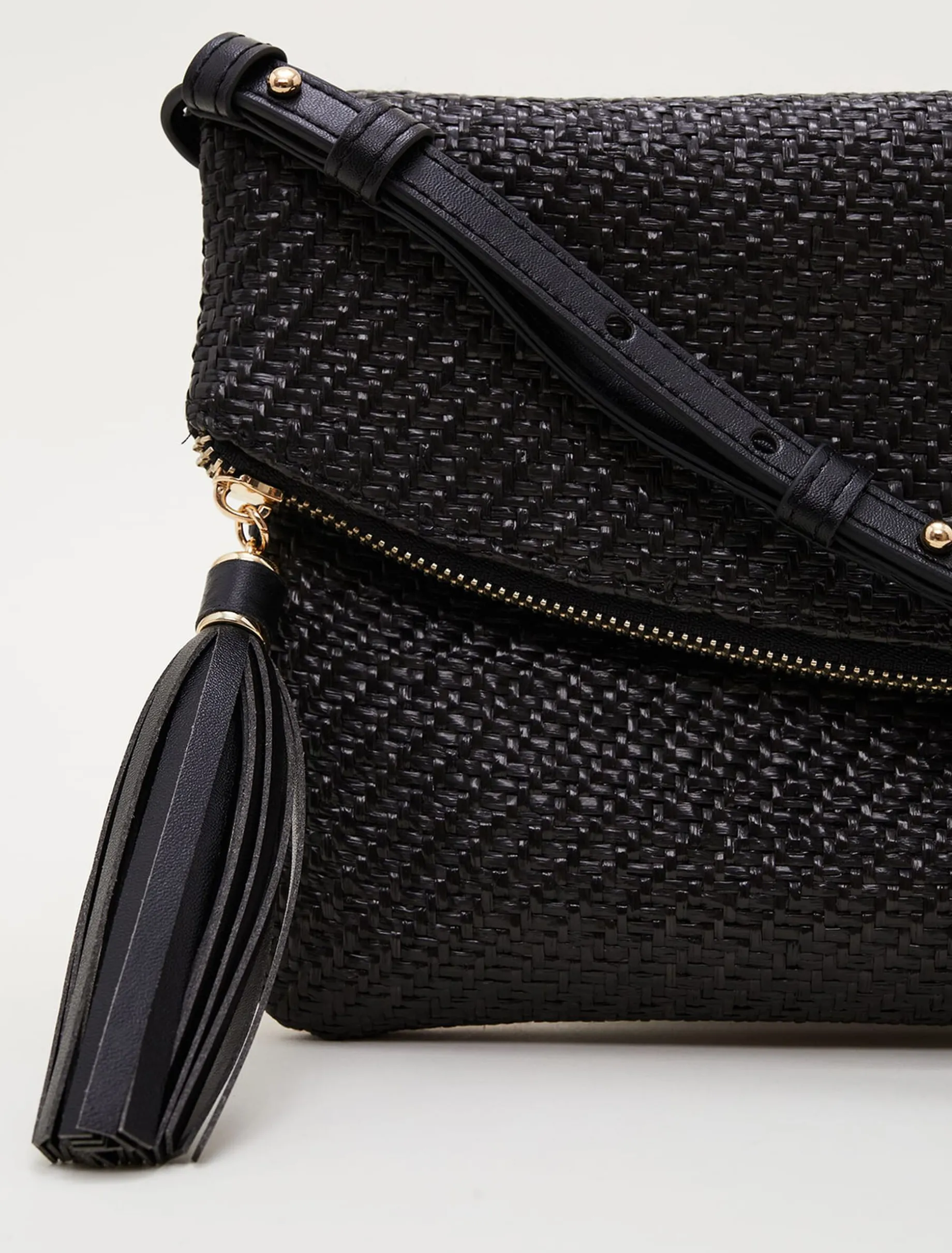 Bags^Phase Eight Woven Cross Body Bag Black